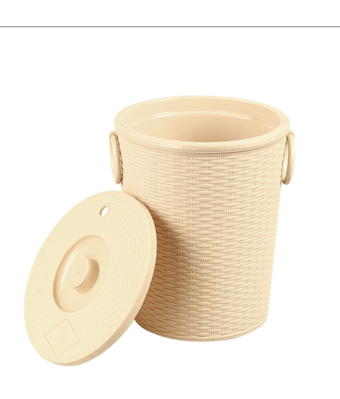 Tavă de ceai cu drenaj, din rătan artificial, găleată rotundă pentru resturi de ceai, recipient de stocare cu filtru pentru seturi Kung Fu ceai, dinPlastic