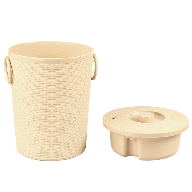 Tavă de ceai cu drenaj, din rătan artificial, găleată rotundă pentru resturi de ceai, recipient de stocare cu filtru pentru seturi Kung Fu ceai, dinPlastic