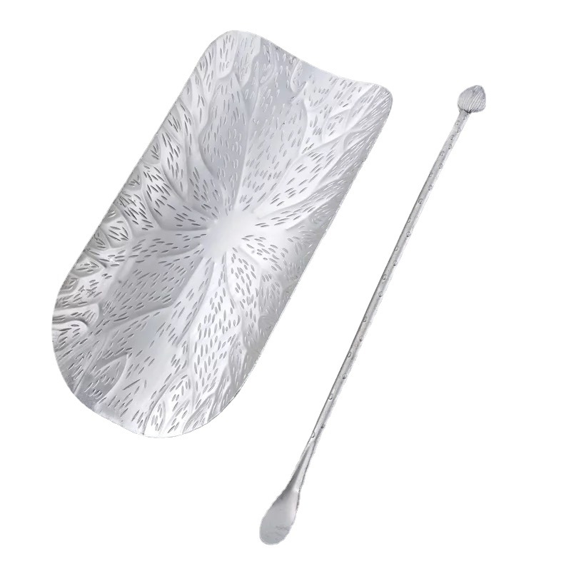 Linguriță de ceai în stil japonez și lopățică de ceai, lucrate manual cu model ciocănit, accesorii pentru ceremonia ceaiului