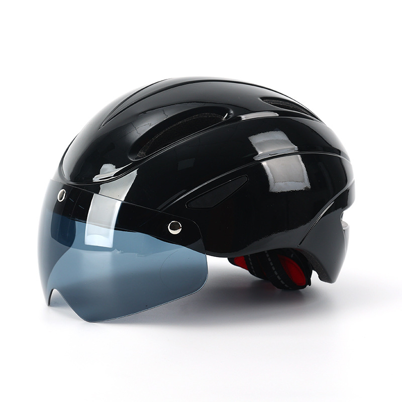 Casca de bicicletă cu vizier magnetic, carcasă PC integrată, unisex, design jumătate de față