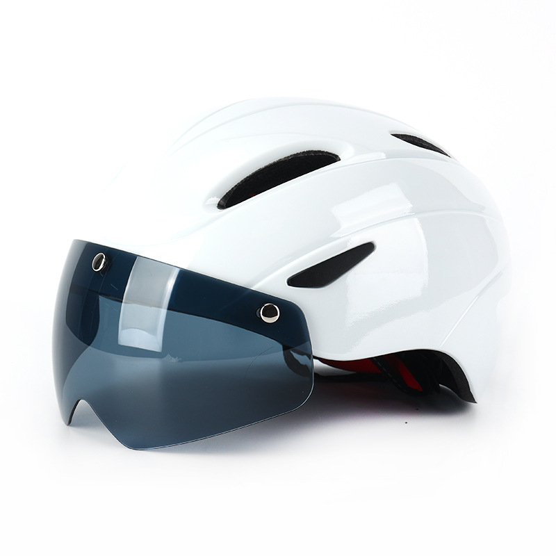 Casca de bicicletă cu vizier magnetic, carcasă PC integrată, unisex, design jumătate de față