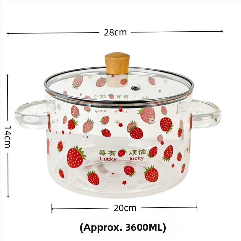 Boroszilikát üveg leveses fazék, 3600 ml, ultranagy kapacitás, magas hőmérséklet-állóság, nyílt lánghoz alkalmas, otthoni használatra, egyszerű dizájn