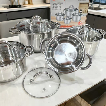 Set de 8 oale de supă din oțel inoxidabil, fund gros, mâneri duble, vase de bucătărie