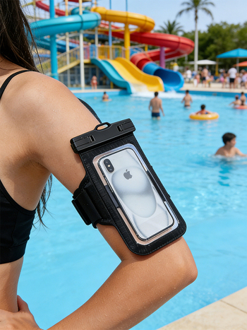 Sac impermeabil pentru telefon, cu curea de braț, husă protector sigilată pentru braț și încheietură, compatibilă cu ecranul tactil pentru snorkeling