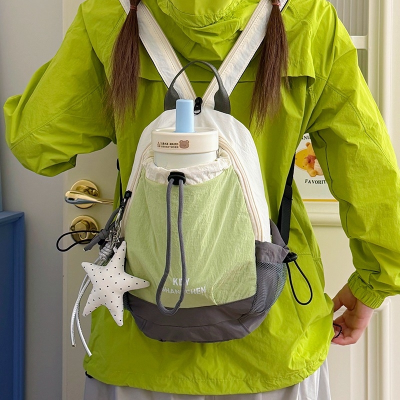 Rucsac de exterior cu blocuri de culoare, pentru ciclism și drumeții, nylon ultraușor, 2 compartimente, rezistent la apă, unisex, până la 20 L, călătorii casual