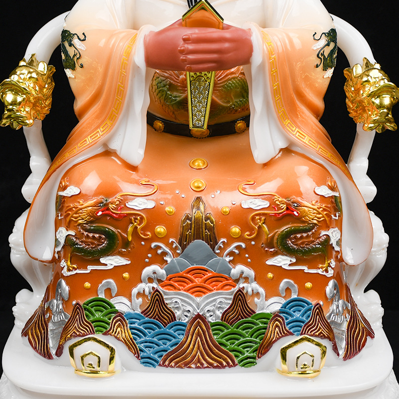 Statuie Bodhisattva al Dragonului Regel din marmură albă pentru altarul de acasă, statuia Zeului Bogăției și a celor Cinci Domnitori ai Muntelui Wutai – vânzare en-gros