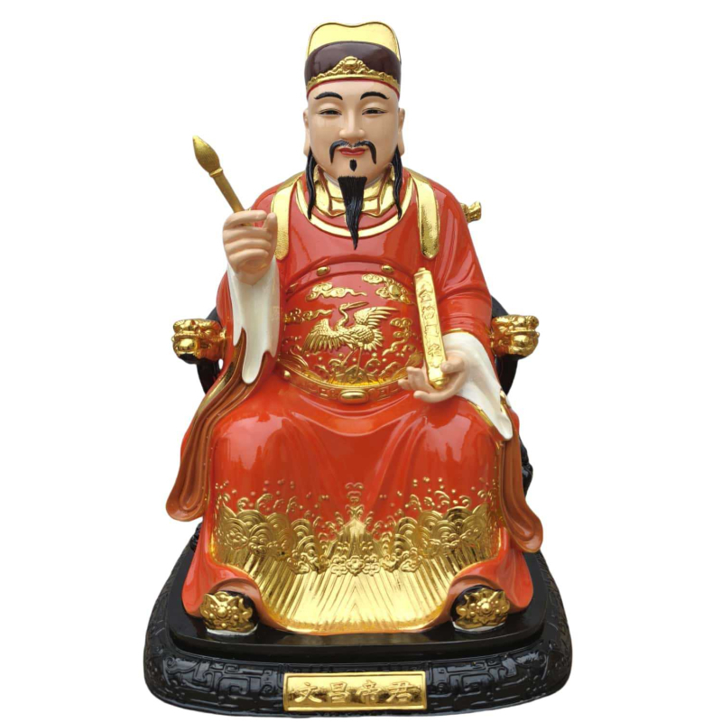 Statuie a lui Wenchang Dijun, zeu împărat pentru închinare în templu, din rășină și fibră de sticlă, decor pentru casă