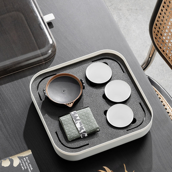 Set ceramic de ceai cu o oală și trei cești, finisaj sand-glazed, ideal ca cadou de afaceri, depozitare compactă