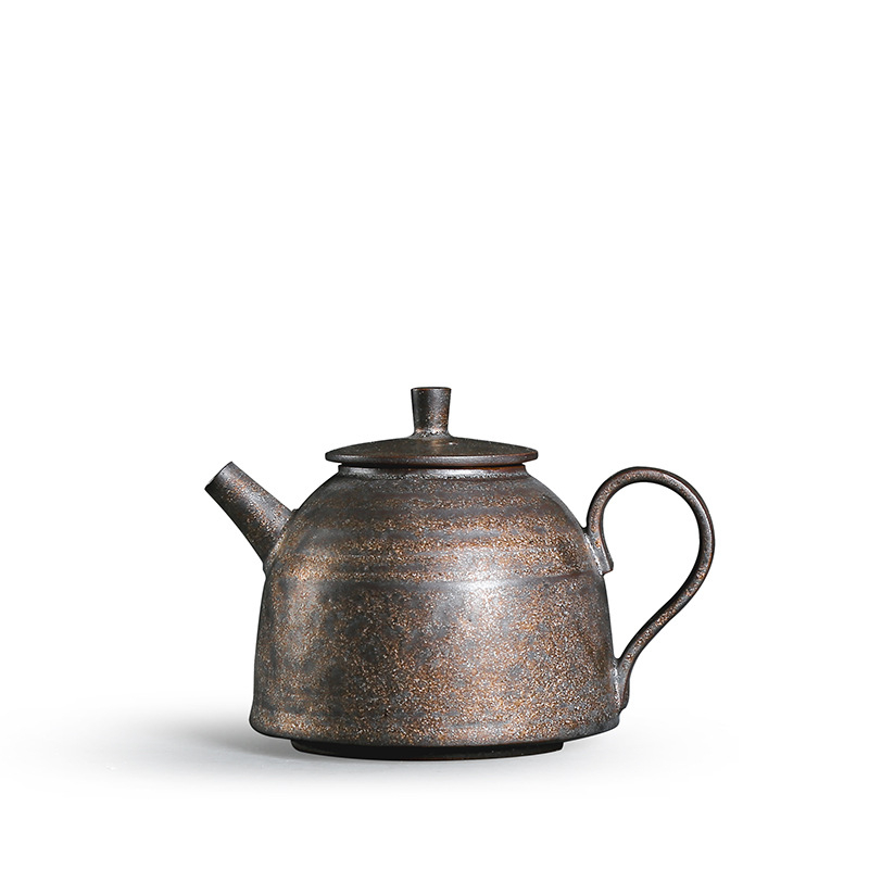 Ceainic ceramic cu glazură aurie, pereți subțiri, ceramică brută, cu filtru pentru ceai — set Kung Fu pentru ceai