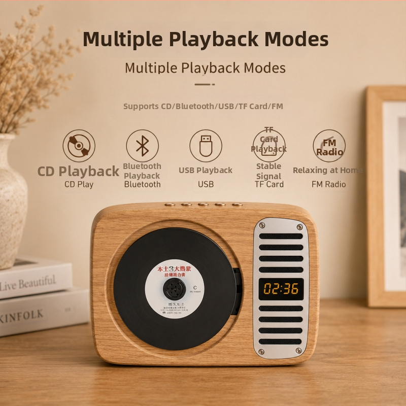 CD player portabil cu Bluetooth, suport MP3-CD și funcție de înregistrare a discului pentru învățarea limbilor