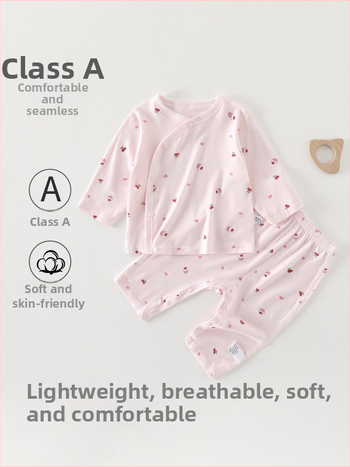Set de vară pentru bebeluși, din două părți, fără cusături, Pijamale lungi subțiri, Unisex, material Modal 95%