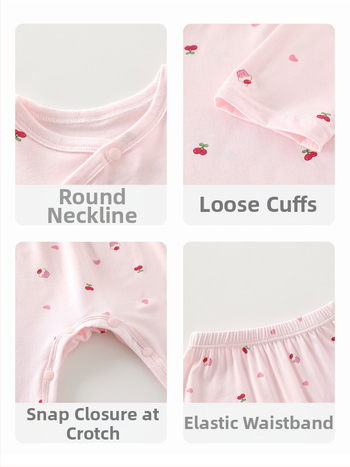 Set de vară pentru bebeluși, din două părți, fără cusături, Pijamale lungi subțiri, Unisex, material Modal 95%