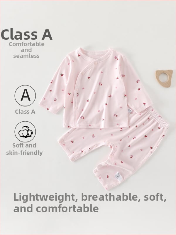 Set de vară pentru bebeluși, din două părți, fără cusături, Pijamale lungi subțiri, Unisex, material Modal 95%