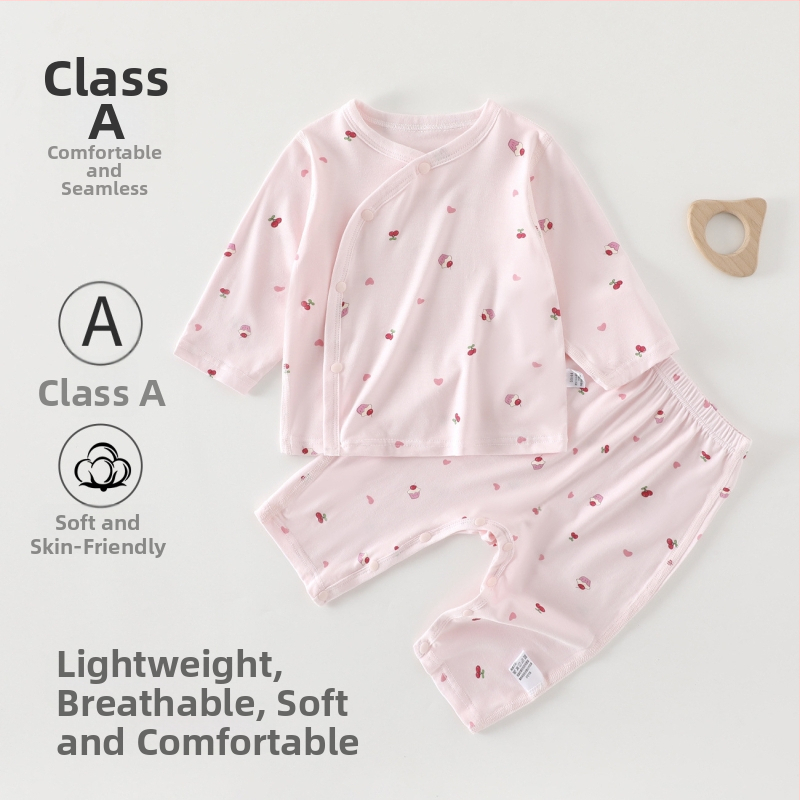 Set de vară pentru bebeluși, din două părți, fără cusături, Pijamale lungi subțiri, Unisex, material Modal 95%