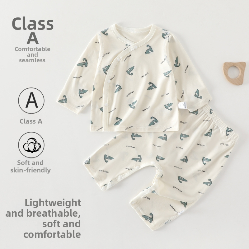 Set de vară pentru bebeluși, din două părți, fără cusături, Pijamale lungi subțiri, Unisex, material Modal 95%