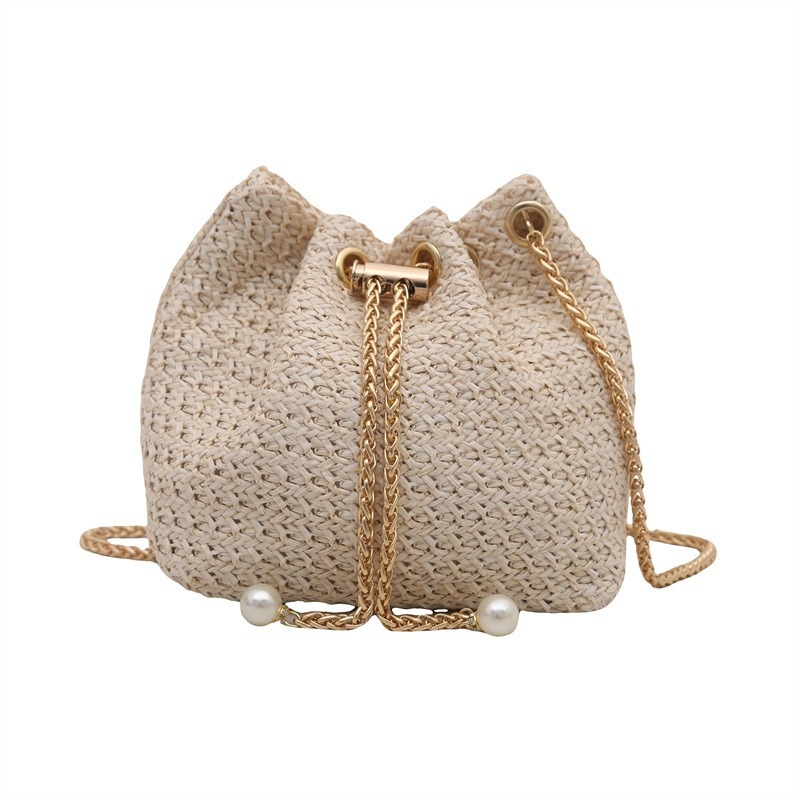 Geantă bucket în stil coreean, simplă, culoare solidă, textură elegantă, crossbody împletită pentru femei, modă 2026