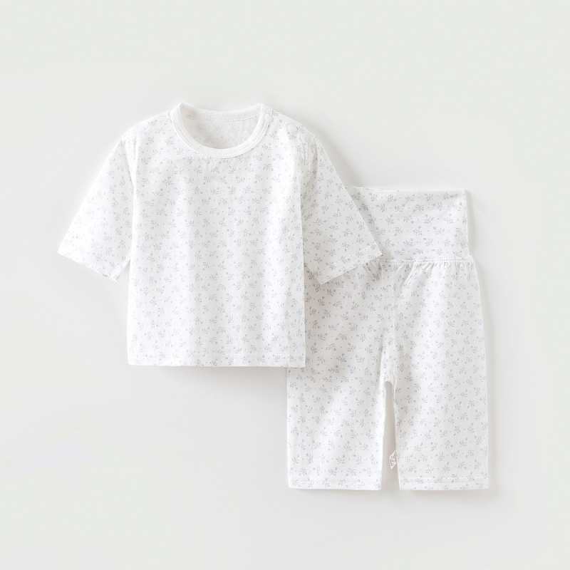Set pijamale de vară pentru copii, unisex, ușor, viscose, mâneci 3/4, guler rotund, umeri pliati, modele: animale, dungi, desene, Avatar, litere, flori