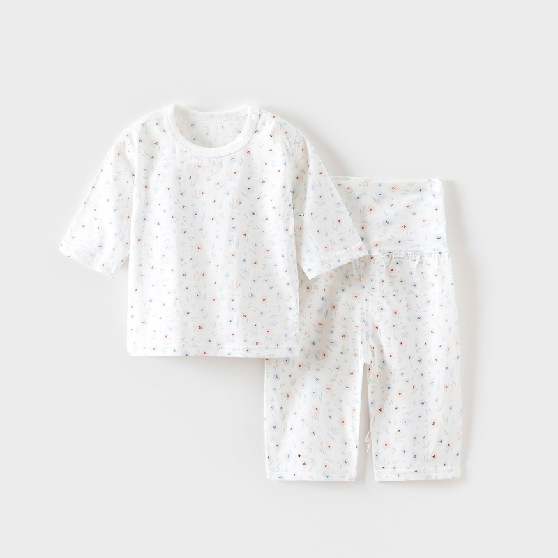 Set pijamale de vară pentru copii, unisex, ușor, viscose, mâneci 3/4, guler rotund, umeri pliati, modele: animale, dungi, desene, Avatar, litere, flori