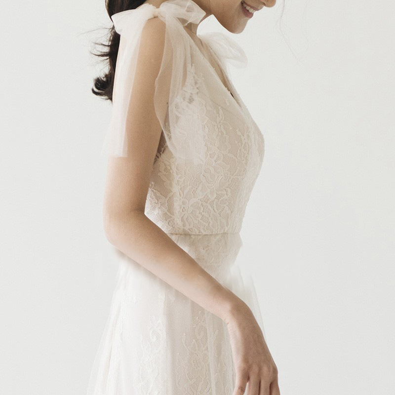 Rochie de mireasă din dantelă, în stil coreean, ușoară și slim, cu spatele gol, inspirată de pădure pentru ședințe foto în timpul călătoriilor, dintr-o singură piesă, croială slim