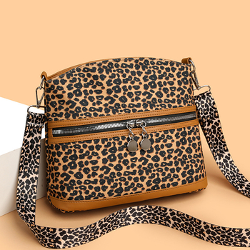 Geantă mică pătrată cu imprimeu leopard, din PU moale, pentru femei, geantă de umăr crossbody