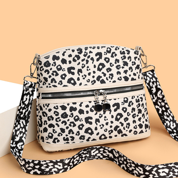 Geantă mică pătrată cu imprimeu leopard, din PU moale, pentru femei, geantă de umăr crossbody