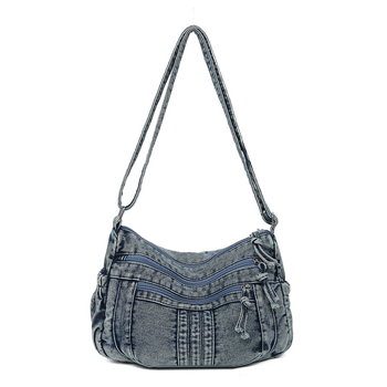 Geantă din denim cu straturi multiple, mică și pătrată, pentru umăr crossbody, vară 2025, femei, modernă și casual