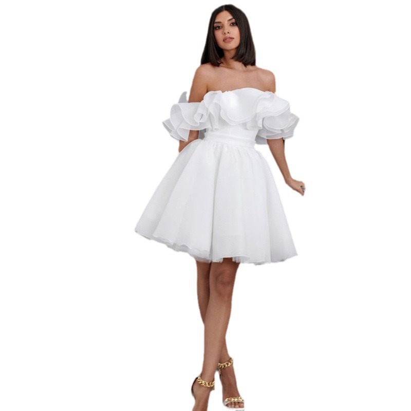 Rochie de mireasă albă, ușoară, în stil franțuzesc, pentru siluete petite, rochie de seară elegantă, croi slim