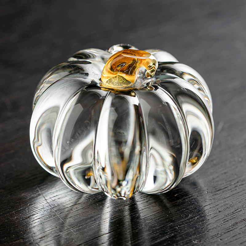 Suport creativ pentru capac din sticlă de cristal, în formă de dovleac, pentru Gongfu ceai, accesorii pentru ceai, bază pentru capac pe tava de ceai și ornament tea pet