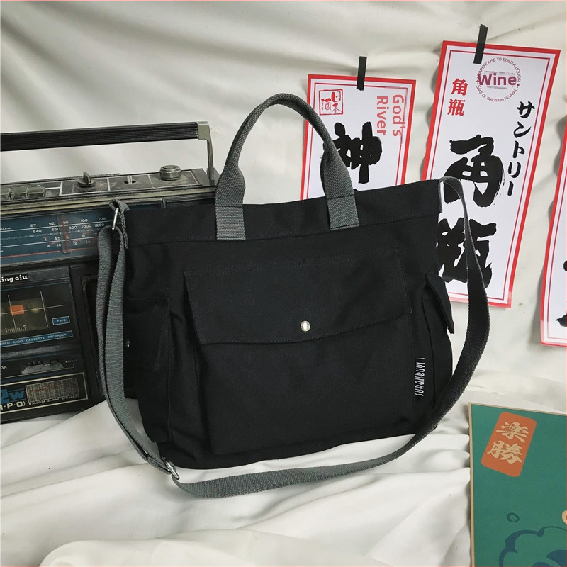 Dámska plátená crossbody kabelka, stredná veľkosť, štvorcový dizajn s magnetickým zapínaním, ležérna kabelka na každý deň