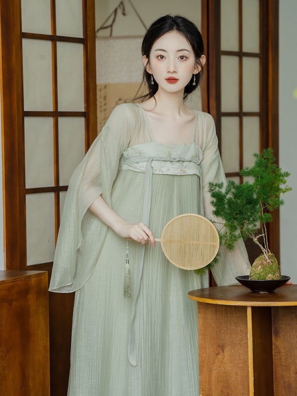 Rochie Hanfu cu motiv peisaj, purtare în două moduri, design original îmbunătățit, în stoc