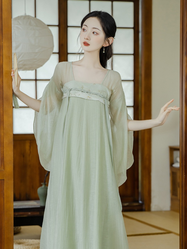 Rochie Hanfu cu motiv peisaj, purtare în două moduri, design original îmbunătățit, în stoc
