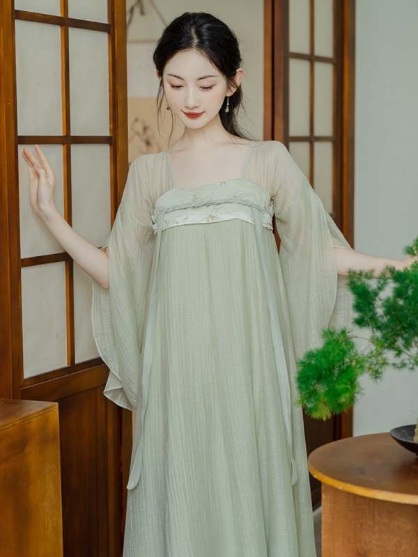 Rochie Hanfu cu motiv peisaj, purtare în două moduri, design original îmbunătățit, în stoc