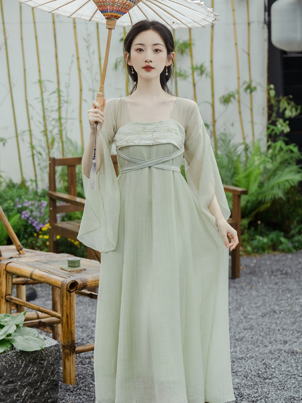 Rochie Hanfu cu motiv peisaj, purtare în două moduri, design original îmbunătățit, în stoc
