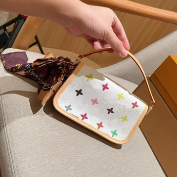 Geantă mini din piele pentru femei, tip baguette, curea crossbody, imprimeu retro