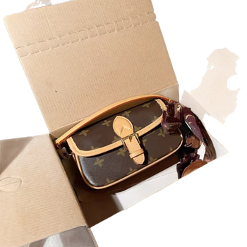 Geantă mini din piele pentru femei, tip baguette, curea crossbody, imprimeu retro