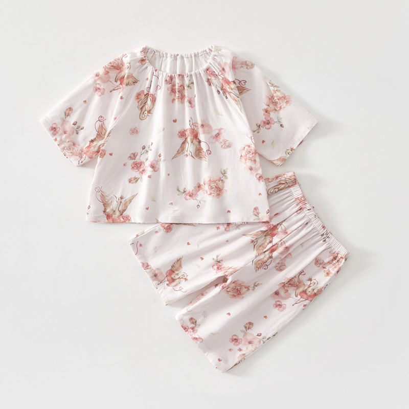 Set de vară din două piese pentru sugari și copii mici: tricou cu mânecă scurtă, pantaloni scurți, respirabil, imprimeu animal, fibre de bambus