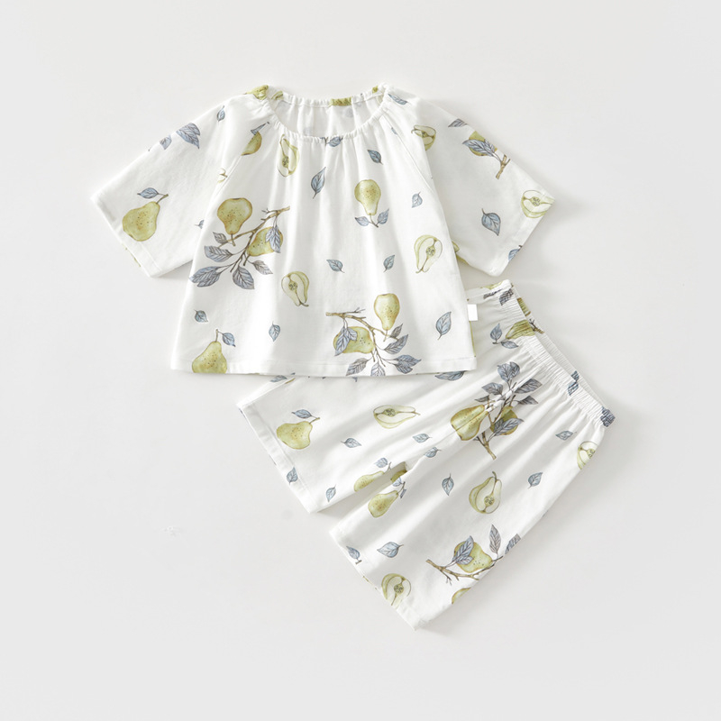 Set de vară din două piese pentru sugari și copii mici: tricou cu mânecă scurtă, pantaloni scurți, respirabil, imprimeu animal, fibre de bambus