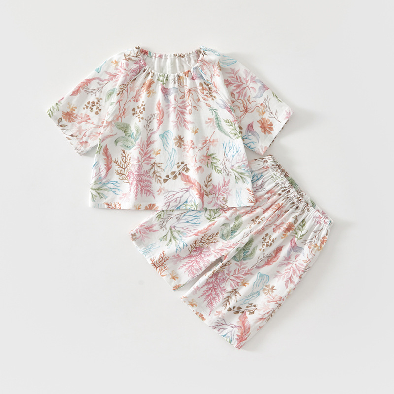 Set de vară din două piese pentru sugari și copii mici: tricou cu mânecă scurtă, pantaloni scurți, respirabil, imprimeu animal, fibre de bambus