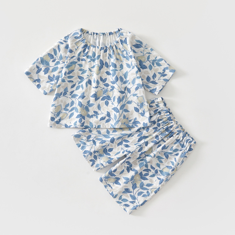 Set de vară din două piese pentru sugari și copii mici: tricou cu mânecă scurtă, pantaloni scurți, respirabil, imprimeu animal, fibre de bambus
