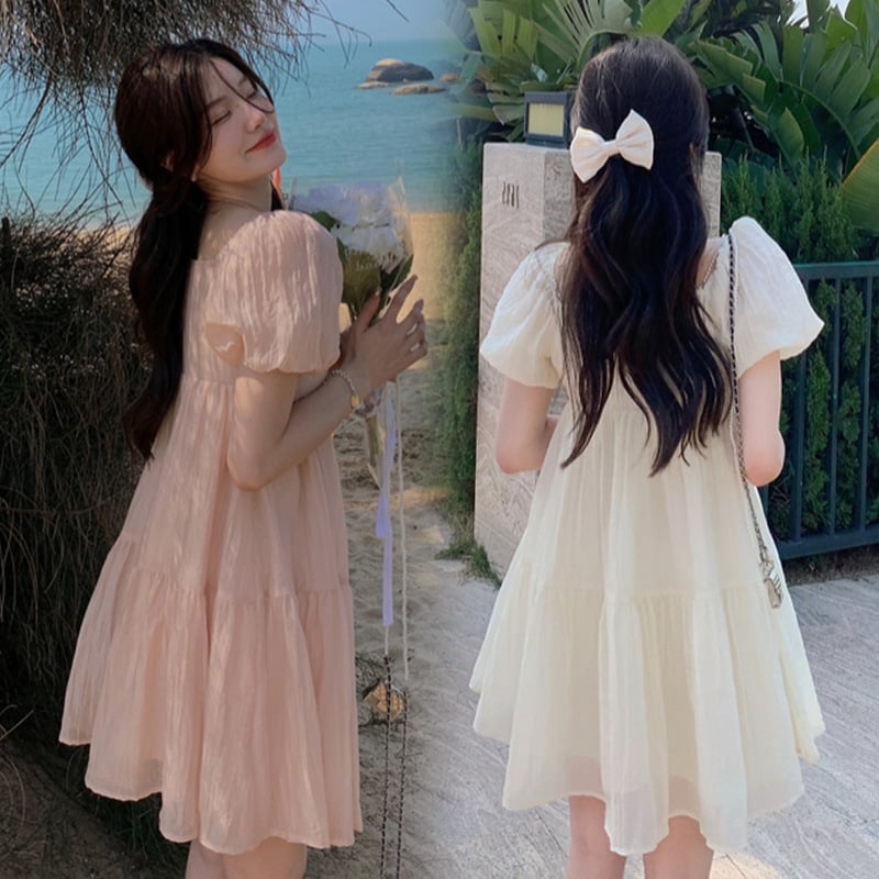 Rochie de maternitate din chiffon, stil coreean, vară 2025, decolteu off-shoulder cu perle, mărime mare, siluetă sirenă