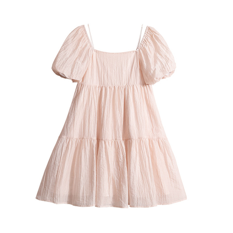 Rochie de maternitate din chiffon, stil coreean, vară 2025, decolteu off-shoulder cu perle, mărime mare, siluetă sirenă