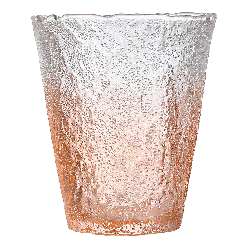 Pahar de cocktail din sticlă în stil japonez, textură de scoarță, sticlă glaciară, pahar gros pentru cafea, potrivit pentru apă și ceai de fructe, capacitate 201-300 ml