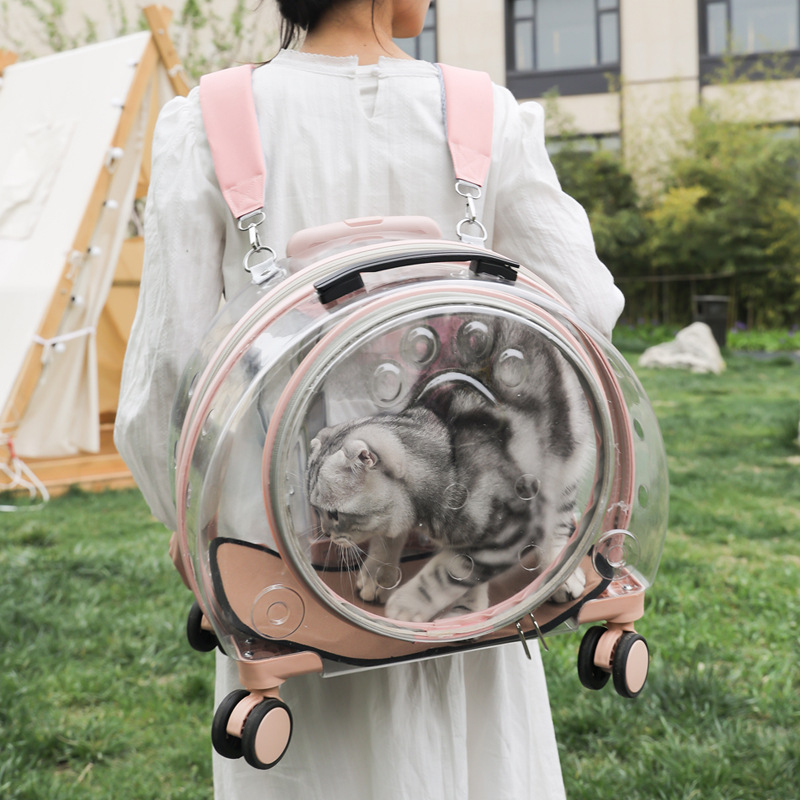 Rucsac transparent pentru animale de companie din acrilic, capacitate mare, design portabil în stil capsulă spațială pentru câini