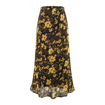 Fustă florală cu talie înaltă, stil franțuzesc vintage de primăvară, elegantă și lungă