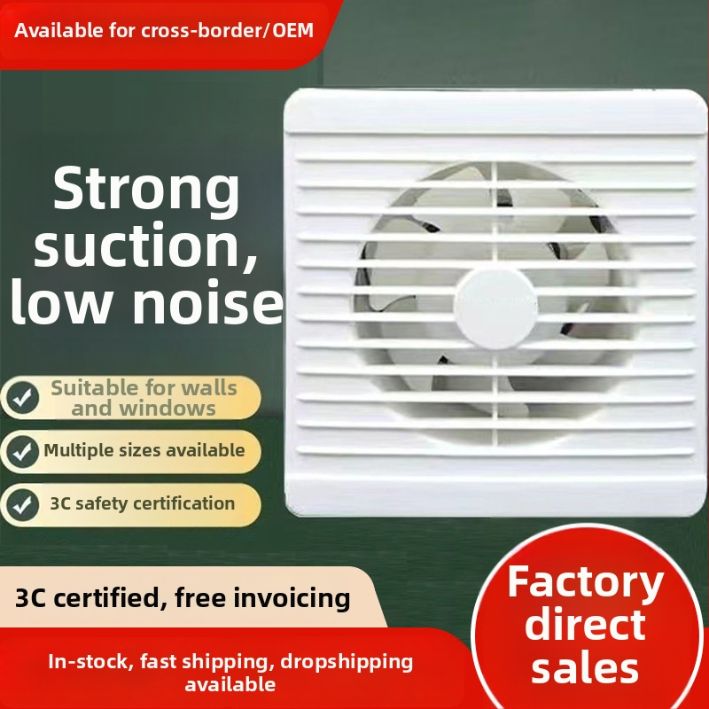 Nástenný odsávací ventilátor do kúpeľne a kuchyne, okrúhly, výkonný, tichá prevádzka