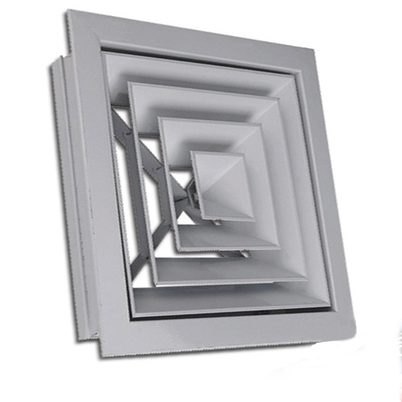 Ventil de aer circular din aliaj de aluminiu, grilă dublă, protecție la ploaie, pentru climatizare centrală