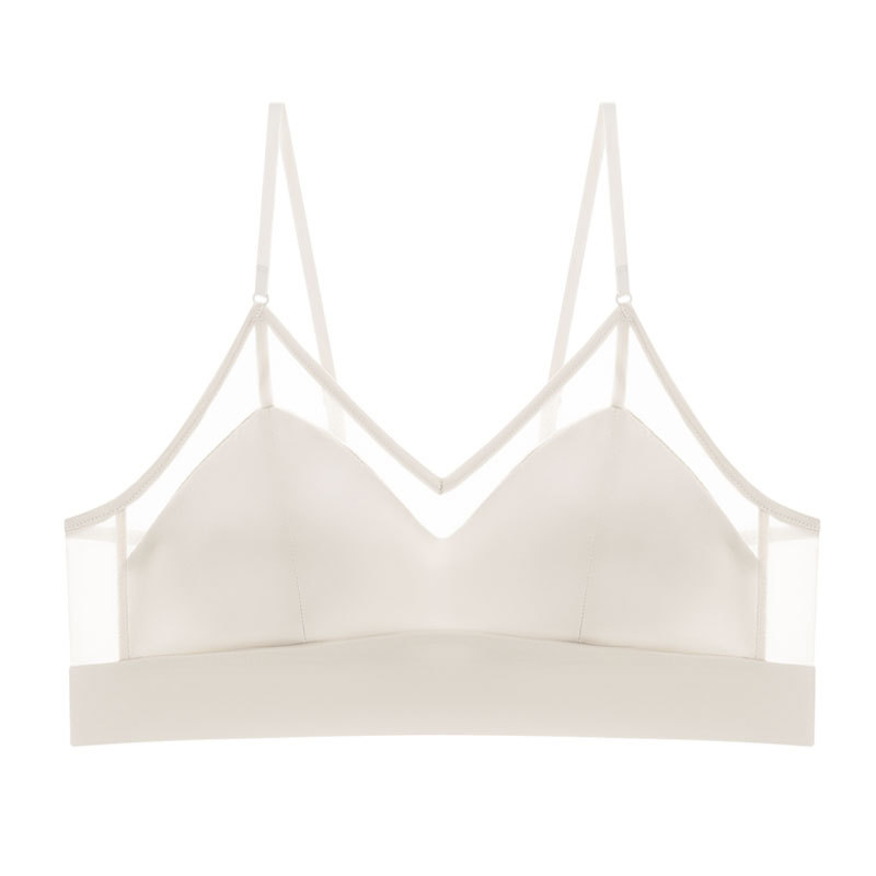 Bustier din mătase pentru femei, fără fier înțepător metalic, confortabil, design ușor de vară, cupe triunghiulare franțuzești, pentru sâni mici, bretele subțiri