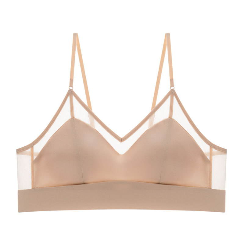 Bustier din mătase pentru femei, fără fier înțepător metalic, confortabil, design ușor de vară, cupe triunghiulare franțuzești, pentru sâni mici, bretele subțiri