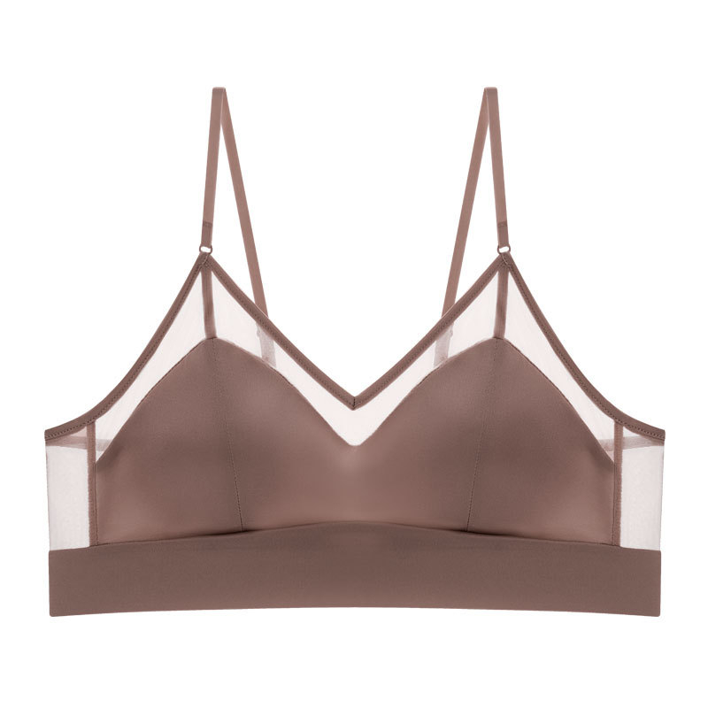 Bustier din mătase pentru femei, fără fier înțepător metalic, confortabil, design ușor de vară, cupe triunghiulare franțuzești, pentru sâni mici, bretele subțiri