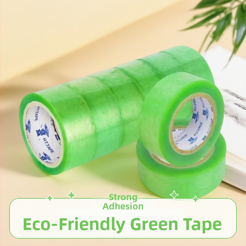 Bandă de ambalare transparentă verde, rolă mare, lățime 5,5 cm, pentru sigilare și ambalare.